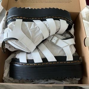Dr Martens Women's White Blaire Quad Platform Sandals